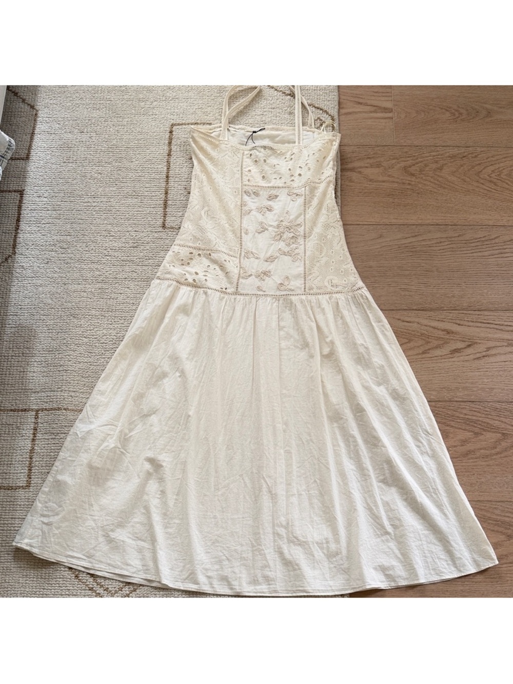 Zara Cream Patchwork Embroidered Dress S - Picture 8 of 8
